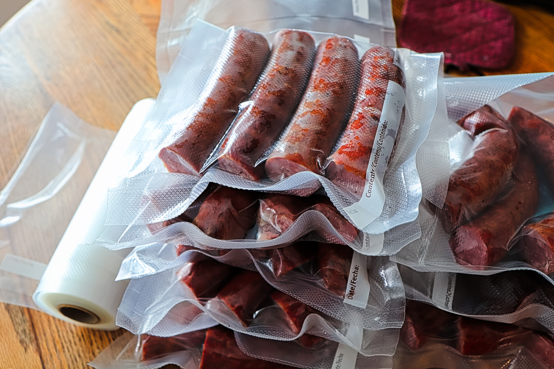 Vacuum Sealed Sausages Ready to Be Frozen